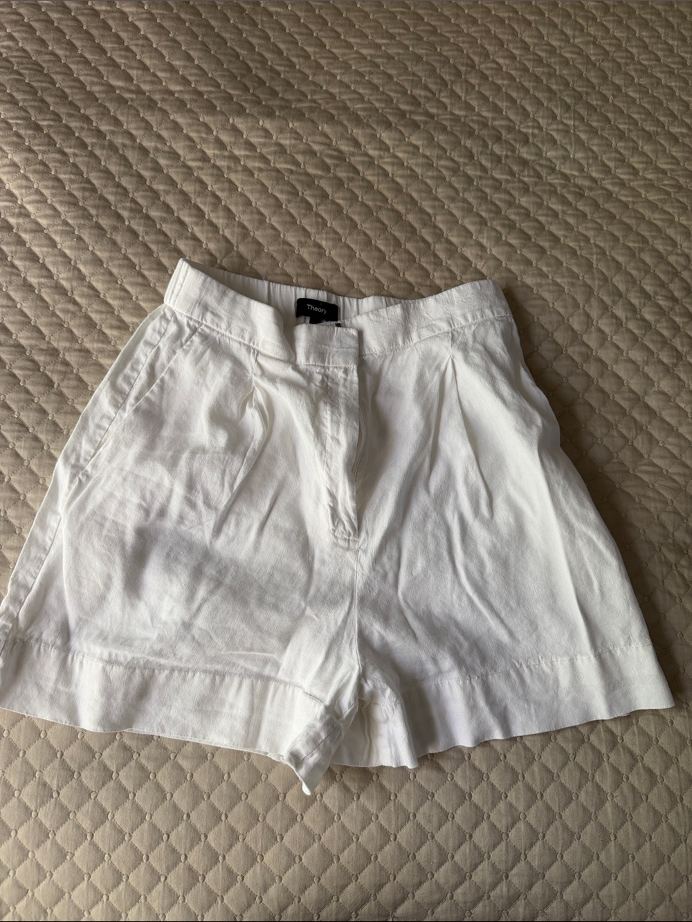 Theory Crisp White Tailored High-Waist Shorts